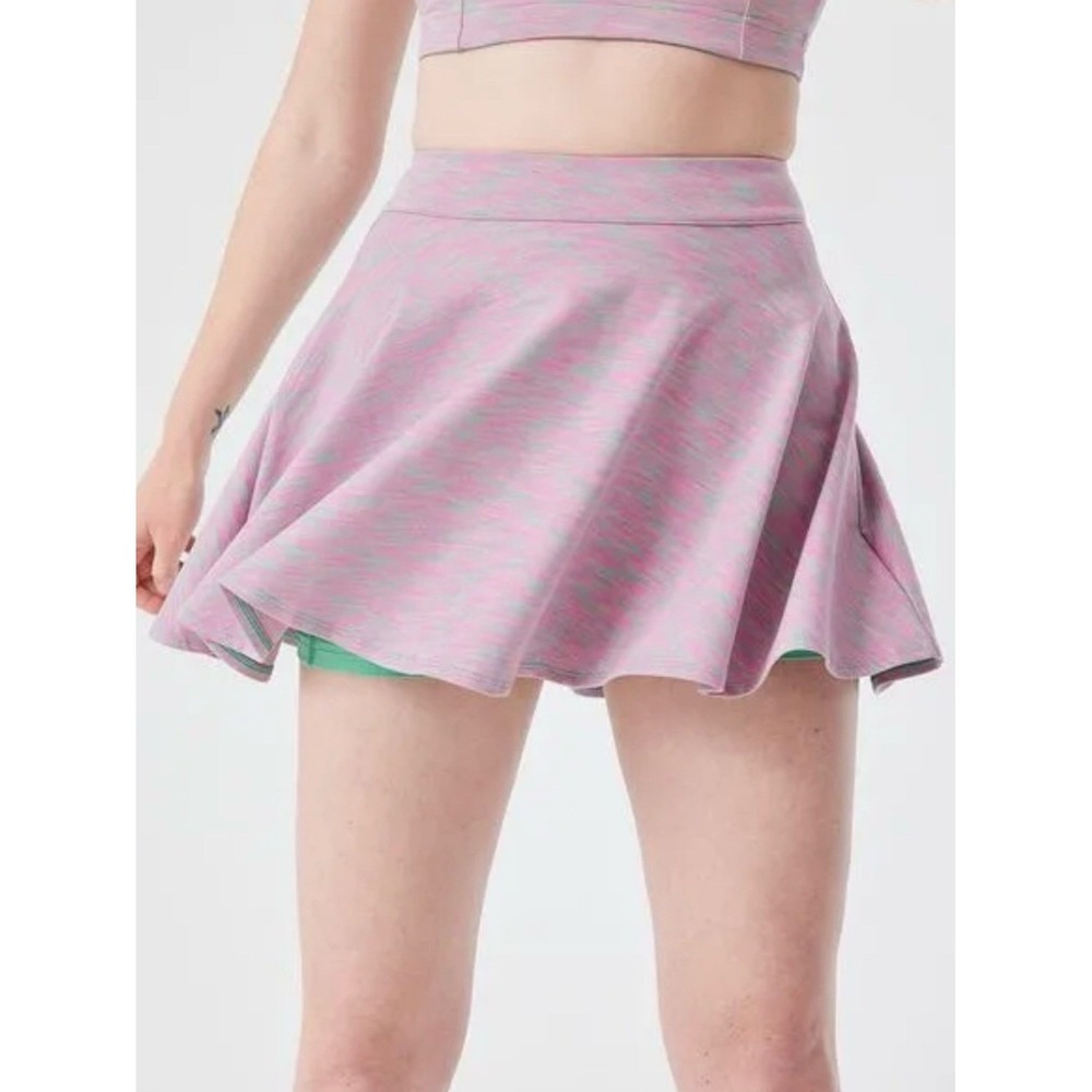 Outdoor Voices Hudson Skort Space Dye Pink Green XL Built-in Liner Activewear